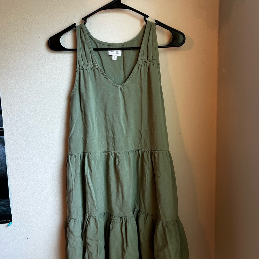 True Craft Sage Green Tiered Maxi Dress